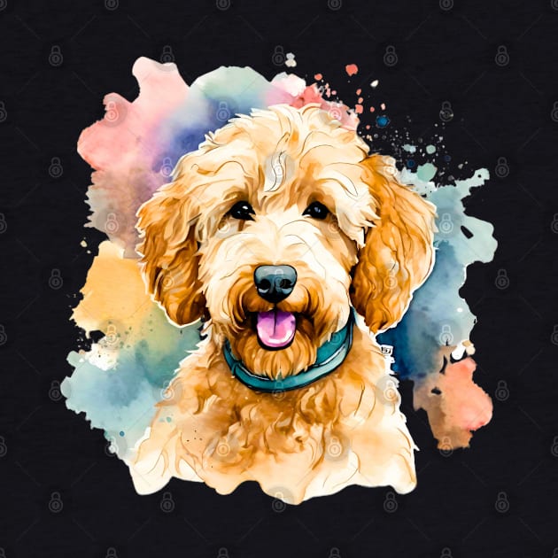 Adorable Goldendoodle Watercolor by Doodle and Things